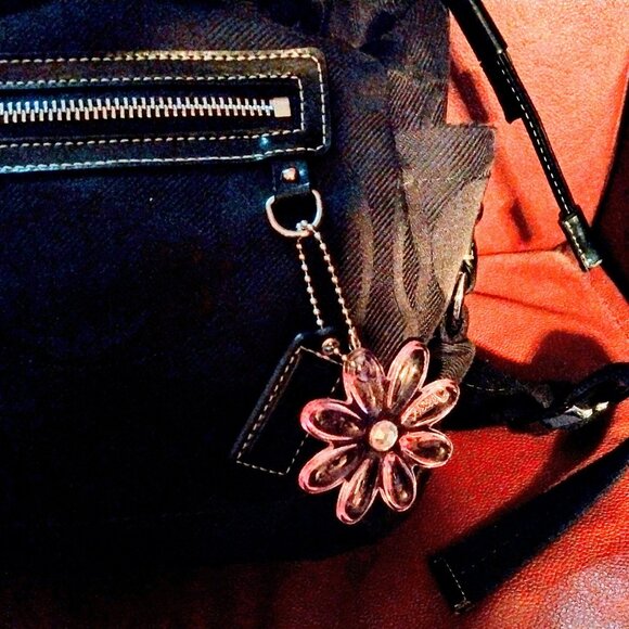 Coach Kyra Daisy Black Signatured Jacquard Backpack With Daisy Charm - Picture 8 of 8